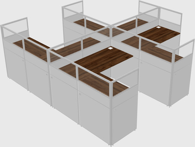 Shared l-shaped cubicle
