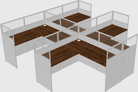 Shared l-shaped cubicle
