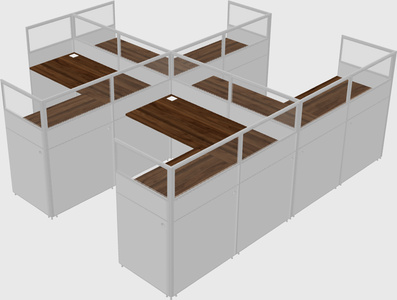 Shared l-shaped cubicle