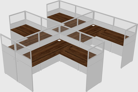 Shared l-shaped cubicle