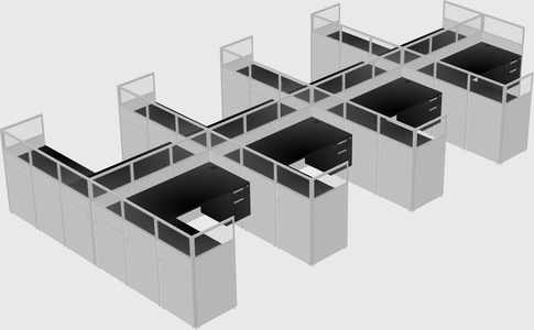 Shared l-shaped cubicle