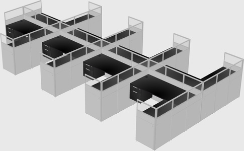 Shared l-shaped cubicle