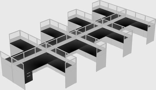 Shared l-shaped cubicle