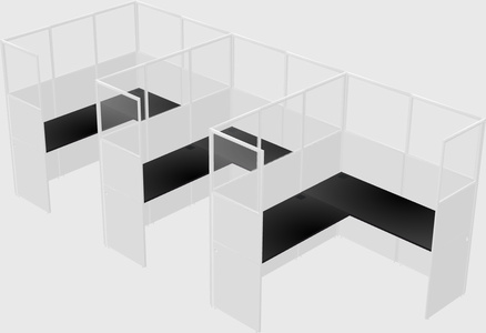 Shared l-shaped cubicle