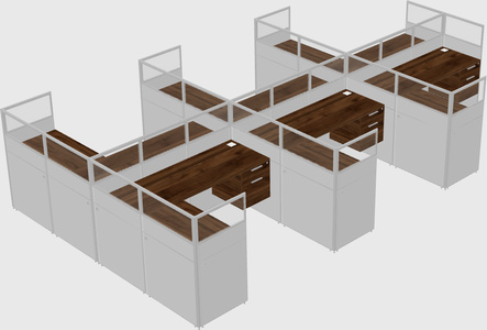 Shared l-shaped cubicle