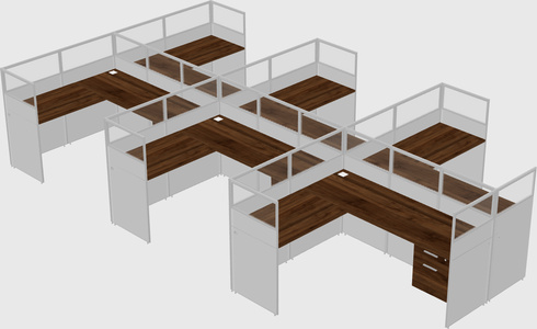Shared l-shaped cubicle