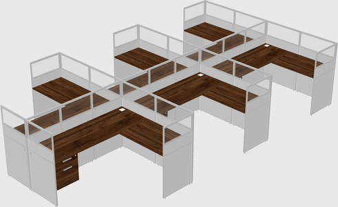 Shared l-shaped cubicle