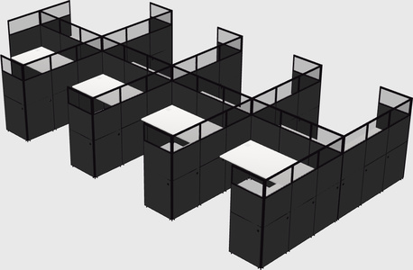 Shared l-shaped cubicle