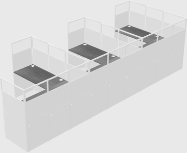 Shared l-shaped cubicle