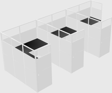 Shared l-shaped cubicle