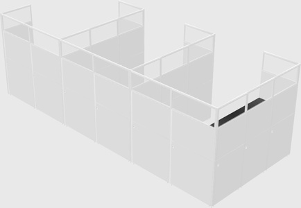 Shared l-shaped cubicle