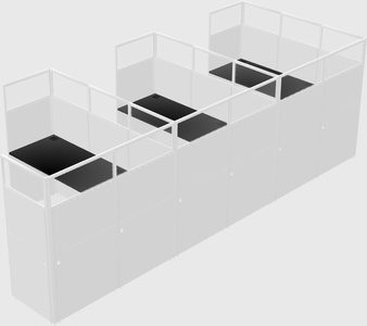 Shared l-shaped cubicle
