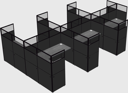 Shared l-shaped cubicle