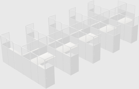 Shared l-shaped cubicle
