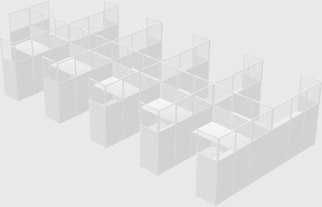 Shared l-shaped cubicle