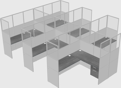 Shared l-shaped cubicle