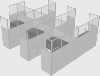 Shared l-shaped cubicle