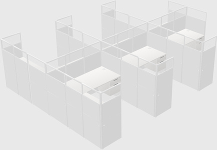 Shared l-shaped cubicle