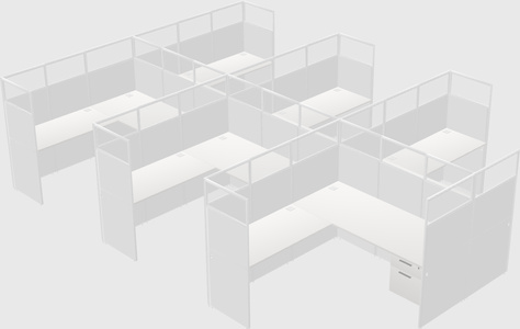 Shared l-shaped cubicle