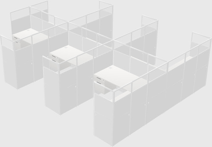 Shared l-shaped cubicle