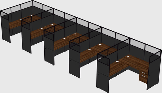 Shared l-shaped cubicle