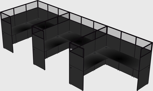 Shared l-shaped cubicle