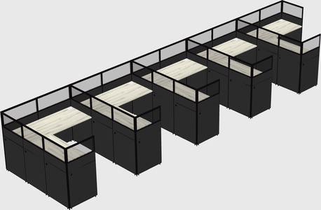 Shared l-shaped cubicle