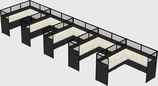 Shared l-shaped cubicle