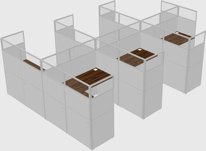 Shared l-shaped cubicle