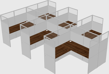 Shared l-shaped cubicle