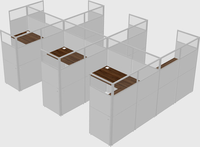 Shared l-shaped cubicle