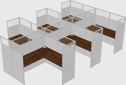 Shared l-shaped cubicle