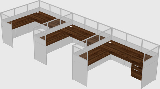 Shared l-shaped cubicle