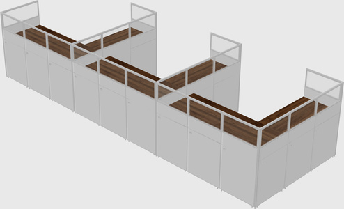 Shared l-shaped cubicle