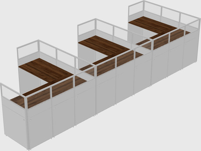 Shared l-shaped cubicle