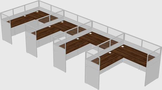 Shared l-shaped cubicle
