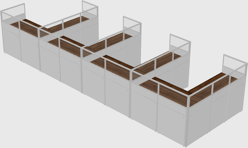Shared l-shaped cubicle