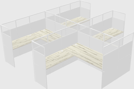 Shared l-shaped cubicle