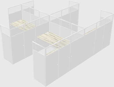 Shared l-shaped cubicle