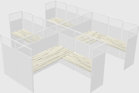 Shared l-shaped cubicle
