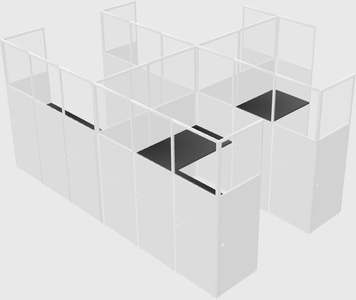Shared l-shaped cubicle