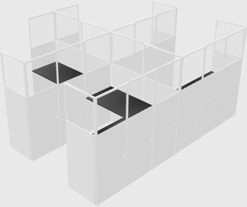 Shared l-shaped cubicle