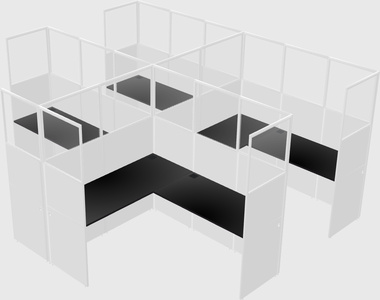 Shared l-shaped cubicle