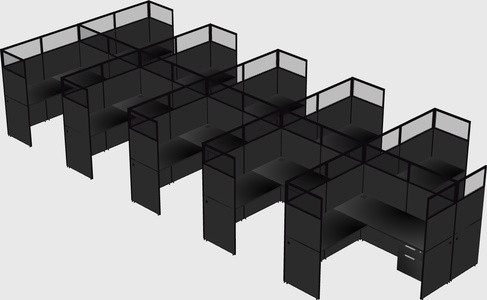 Shared l-shaped cubicle