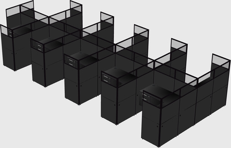Shared l-shaped cubicle