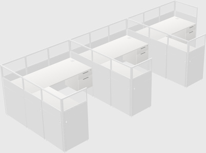 Shared l-shaped cubicle