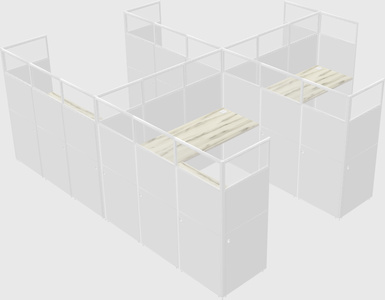 Shared l-shaped cubicle