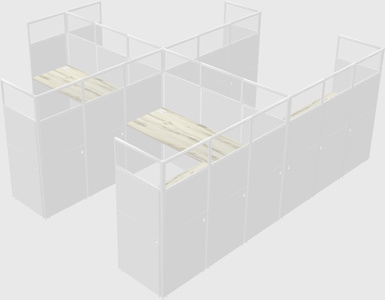 Shared l-shaped cubicle