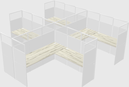 Shared l-shaped cubicle