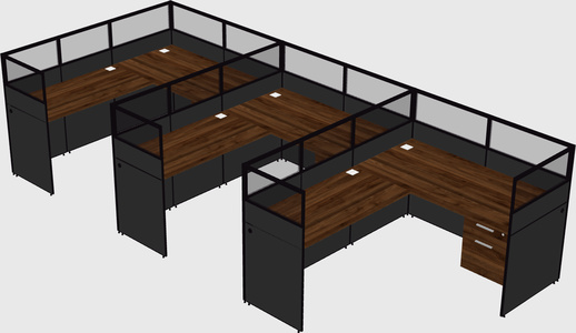 Shared l-shaped cubicle